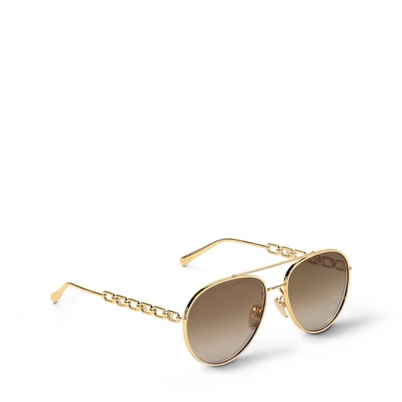 Louis Vuitton My LV Chain Pilot Sunglasses Gold Brown Gradient